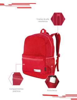 Foto 5 | Backpack Techzone Porta Laptop 15.6 Sistema de Ventilación Rojo