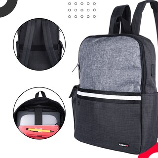 Foto 6 | Mochila TechZone Glad Porta Laptop 15.6 pulgadas color Gris y negro