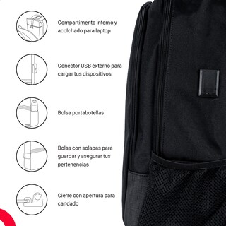 Foto 4 | Mochila TechZone TZ21LBP04 Gris Oscuro True Portalaptop 15.6'' Slot USB