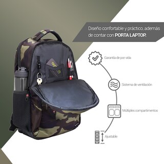 Foto 6 | Mochila TechZone TZ20LBP01 Camuflaje Warrior Portalaptop