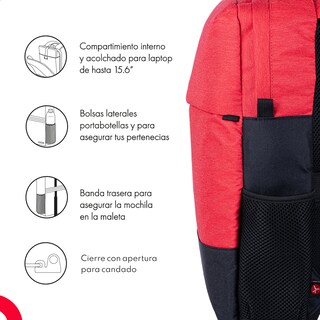 Foto 5 | Mochila TechZone TZ21LBP07-N Roja Strong Portalaptop 15.6''