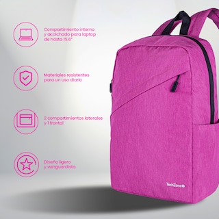 Foto 4 | Backpack Techzone Porta Laptop Classic Rosa