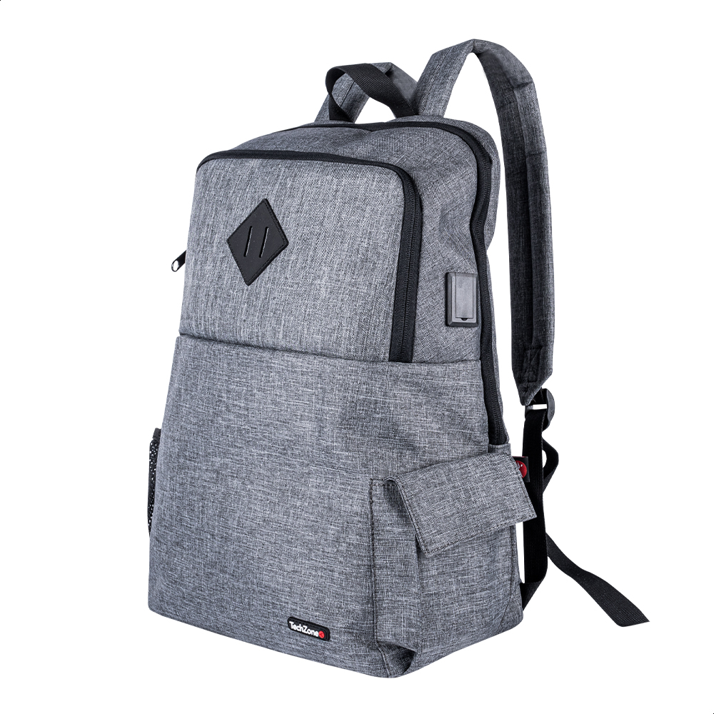 Mochila Techzone True Porta Laptop 15.6  Puerto Usb Gris