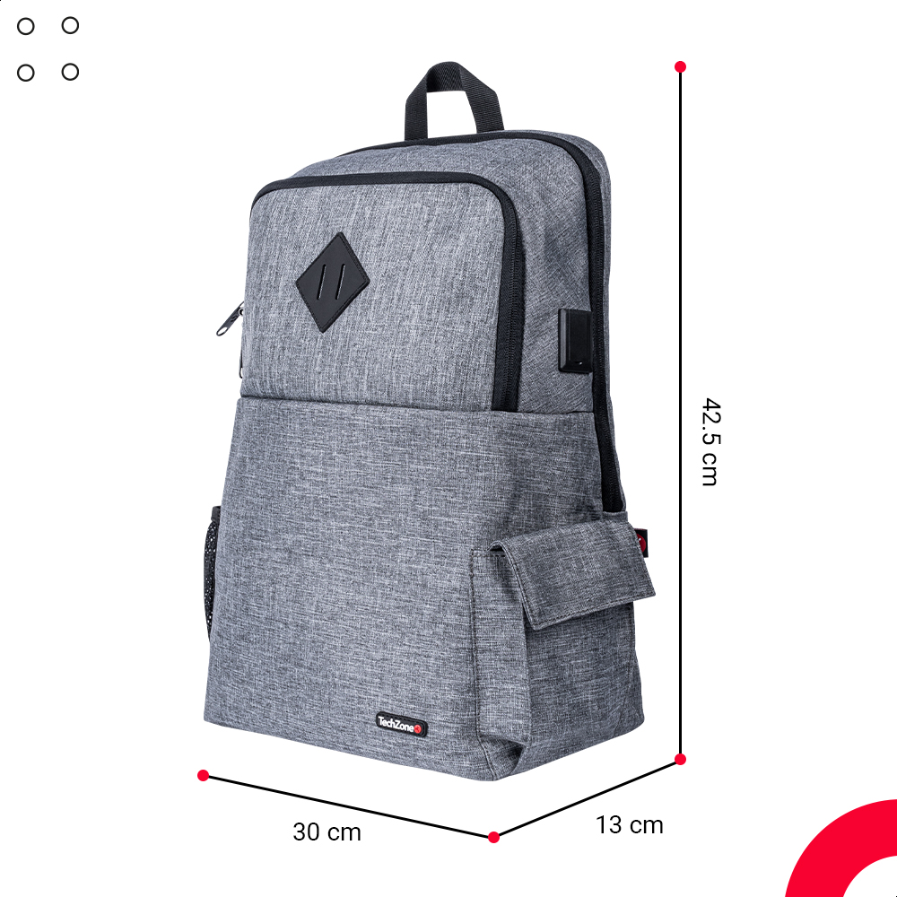 Foto 5 | Mochila Techzone True Porta Laptop 15.6  Puerto Usb Gris