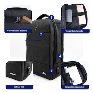 Foto 3 | Mochila para Laptop Hokins A7 Negra