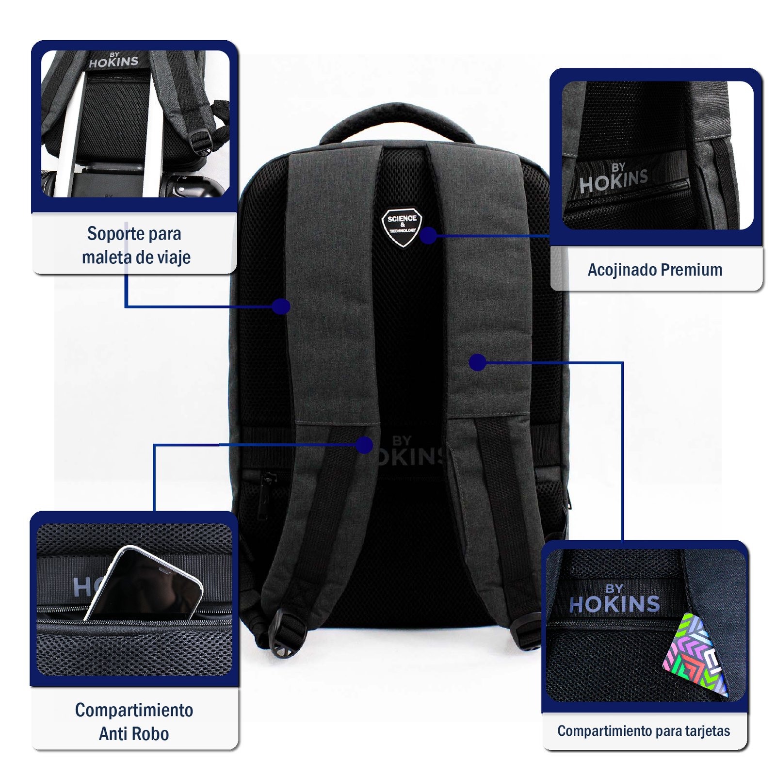 Foto 4 | Mochila para Laptop Hokins A7 Negra