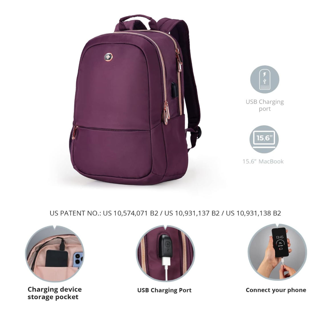 Foto 4 pulgar | Mochila Swissdigital Morada