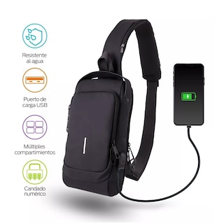 Foto 2 | Mensajera Impermeable con Puerto USB Eo Safe Imports ESI-11519 Negro