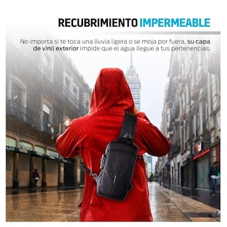 Foto 3 | Mensajera Impermeable con Puerto USB Eo Safe Imports ESI-11519 Negro