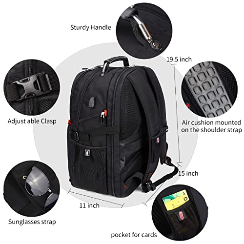 Foto 4 pulgar | Venta Internacional - Mochila de Viaje Shrradoo Negra 52 L con Carga USB