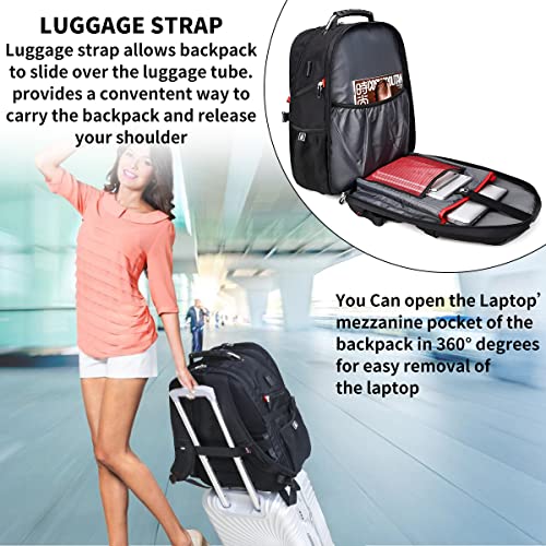 Foto 5 pulgar | Venta Internacional - Mochila de Viaje Shrradoo Negra 52 L con Carga USB