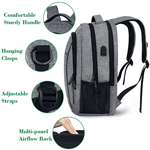 Foto 5 pulgar | Venta Internacional - Mochila Matein Gris para Portátil Antirrobo Slim