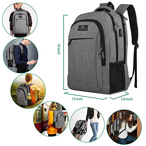 Foto 7 pulgar | Venta Internacional - Mochila Matein Gris para Portátil Antirrobo Slim