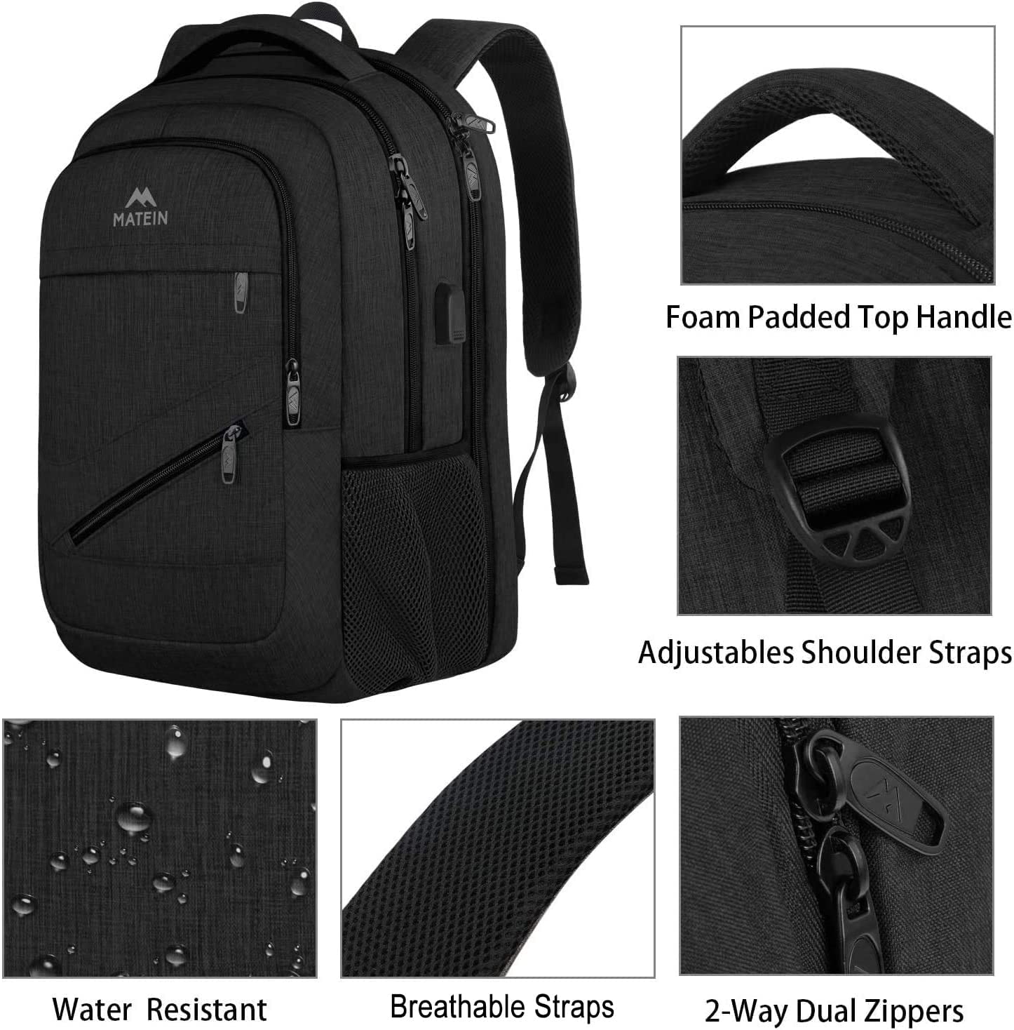 Foto 7 pulgar | Venta Internacional - Mochila Matein Business Travel Extra Grande para Laptop U de 17 Pulgadas