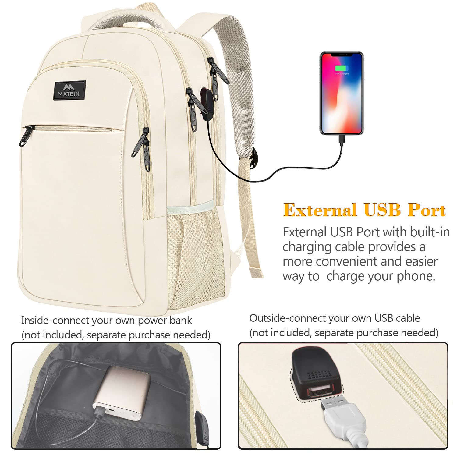 Foto 3 pulgar | Venta Internacional - Mochila para Portátil Matein de 15.6 Pulgadas con Puerto de Carga USB para Mujer