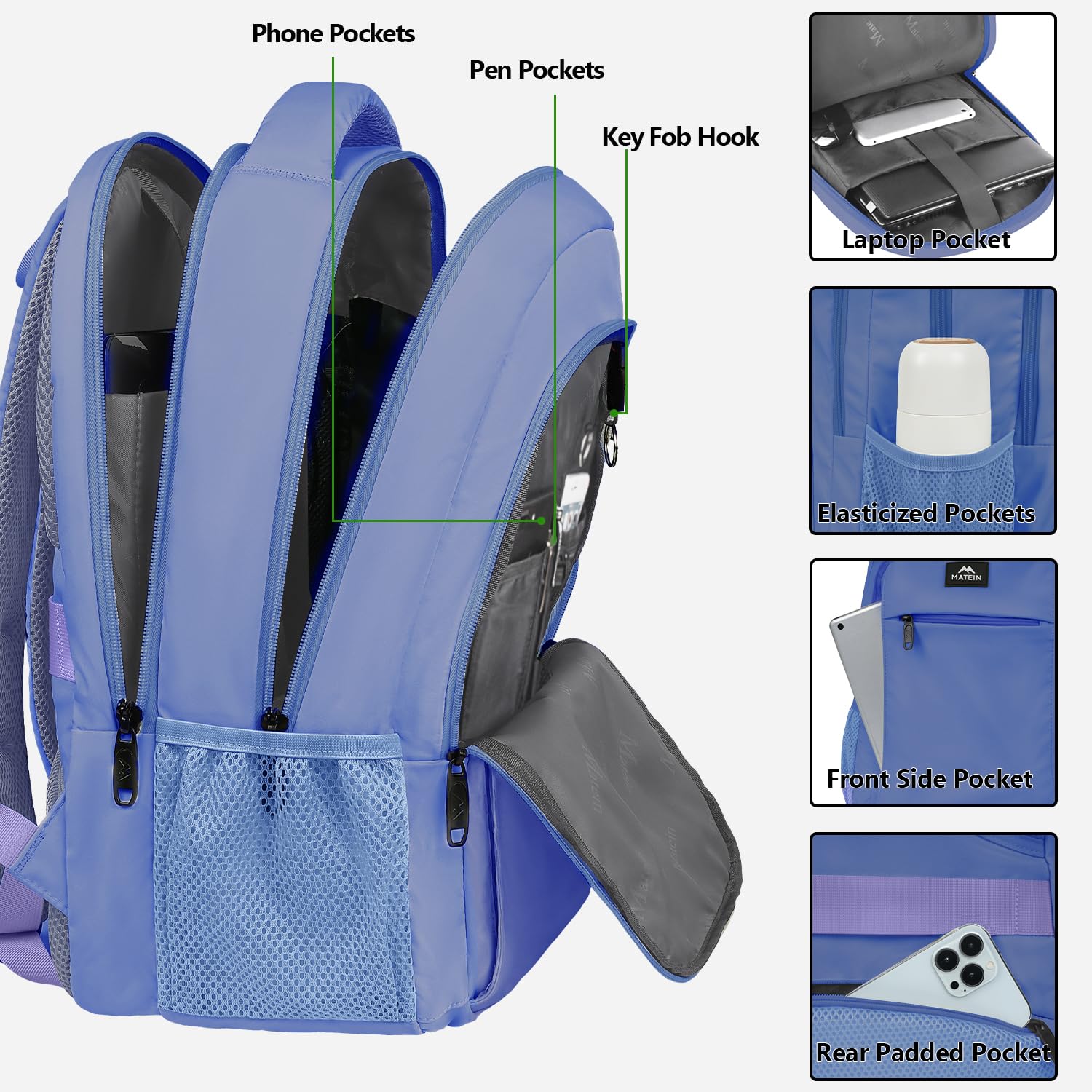 Foto 5 | Venta Internacional-Mochila Matein Azul para Laptop