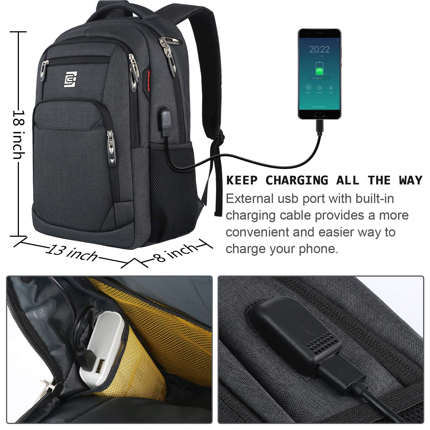 Foto 4 pulgar | Venta Internacional - Mochila para Portátil Volher Antirrobo Puerto Usb 15.6"