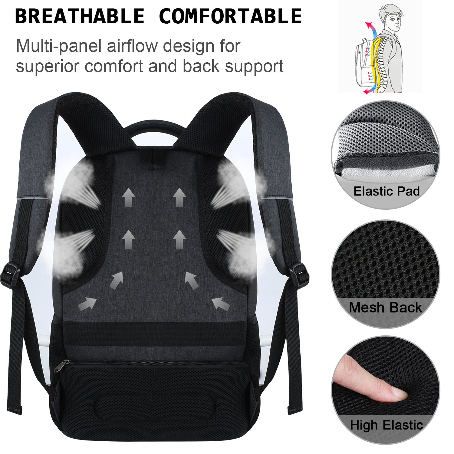 Foto 7 pulgar | Venta Internacional - Mochila para Portátil Volher Antirrobo Puerto Usb 15.6"