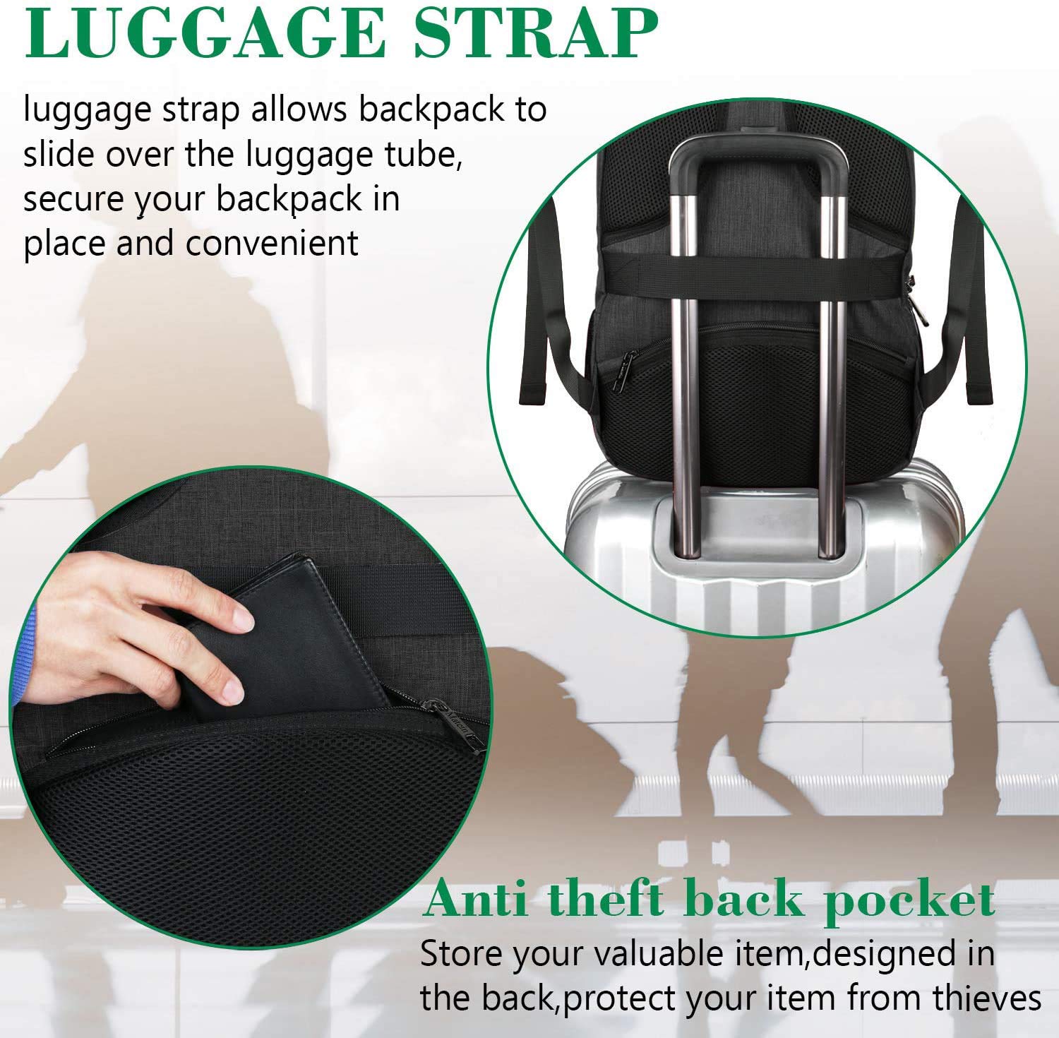 Foto 4 pulgar | Mochila Matein Negra para Laptop de 15.6"-Venta Internacional