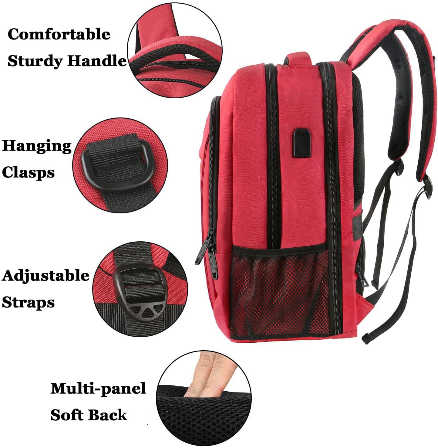 Foto 8 pulgar | Venta Internacional - Mochila Matein Para Portátil De 17 Pulgadas Para Mujer Con Puerto Usb, Color Rojo