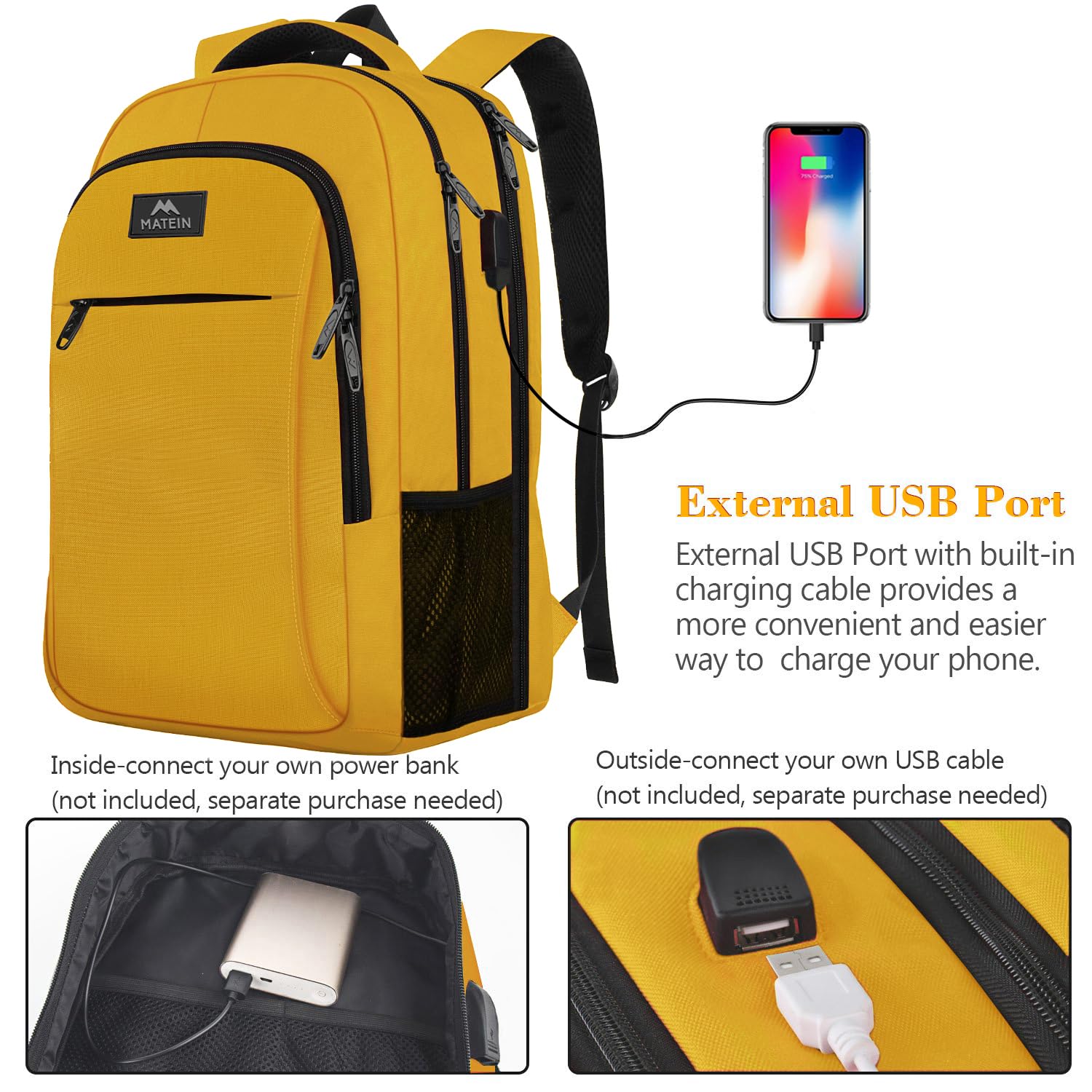 Foto 5 pulgar | Venta Internacional - Mochila Matein College Para Portátil Extra Grande De 17,3'' Con Puerto Usb