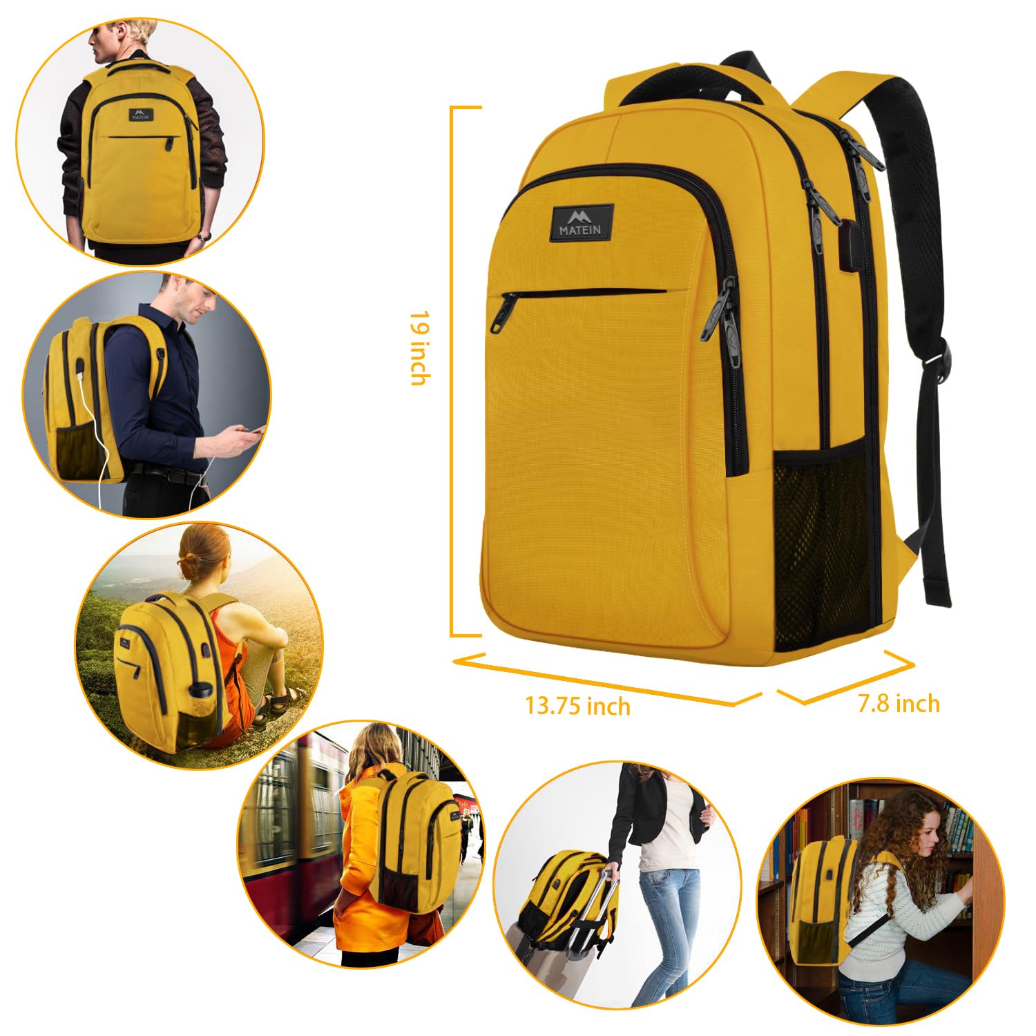 Foto 8 pulgar | Venta Internacional - Mochila Matein College Para Portátil Extra Grande De 17,3'' Con Puerto Usb