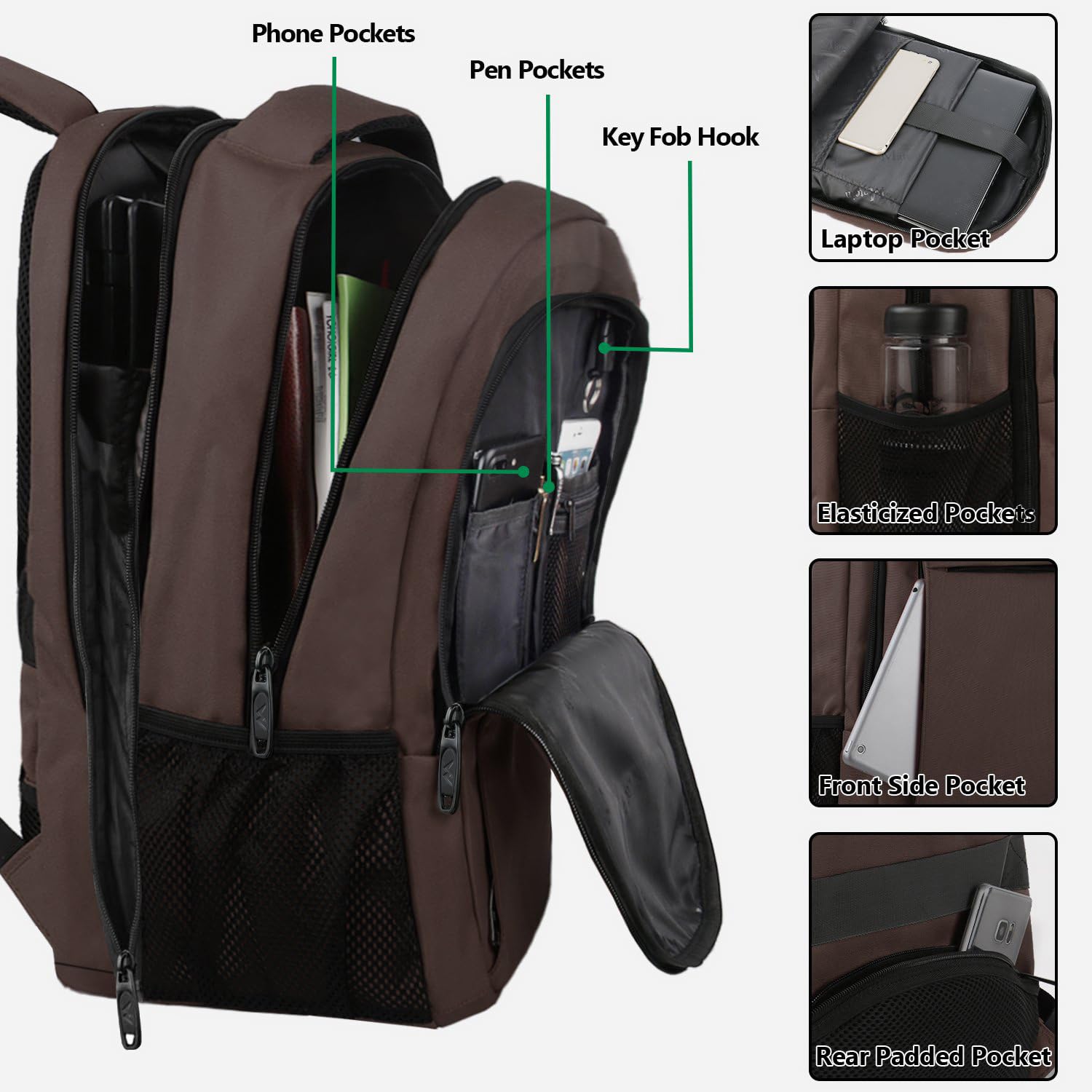 Foto 5 pulgar | Venta Internacional - Mochila Para Portátil Matein Extra Grande De 17,3'' Con Puerto Usb, Color Marrón