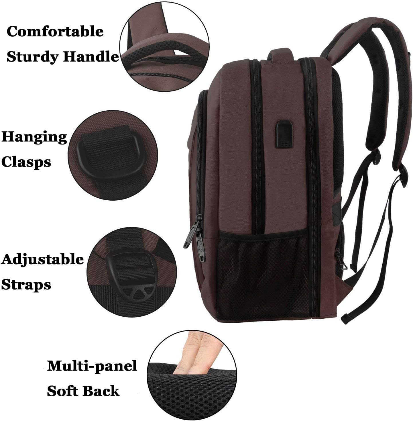 Foto 8 pulgar | Venta Internacional - Mochila Para Portátil Matein Extra Grande De 17,3'' Con Puerto Usb, Color Marrón