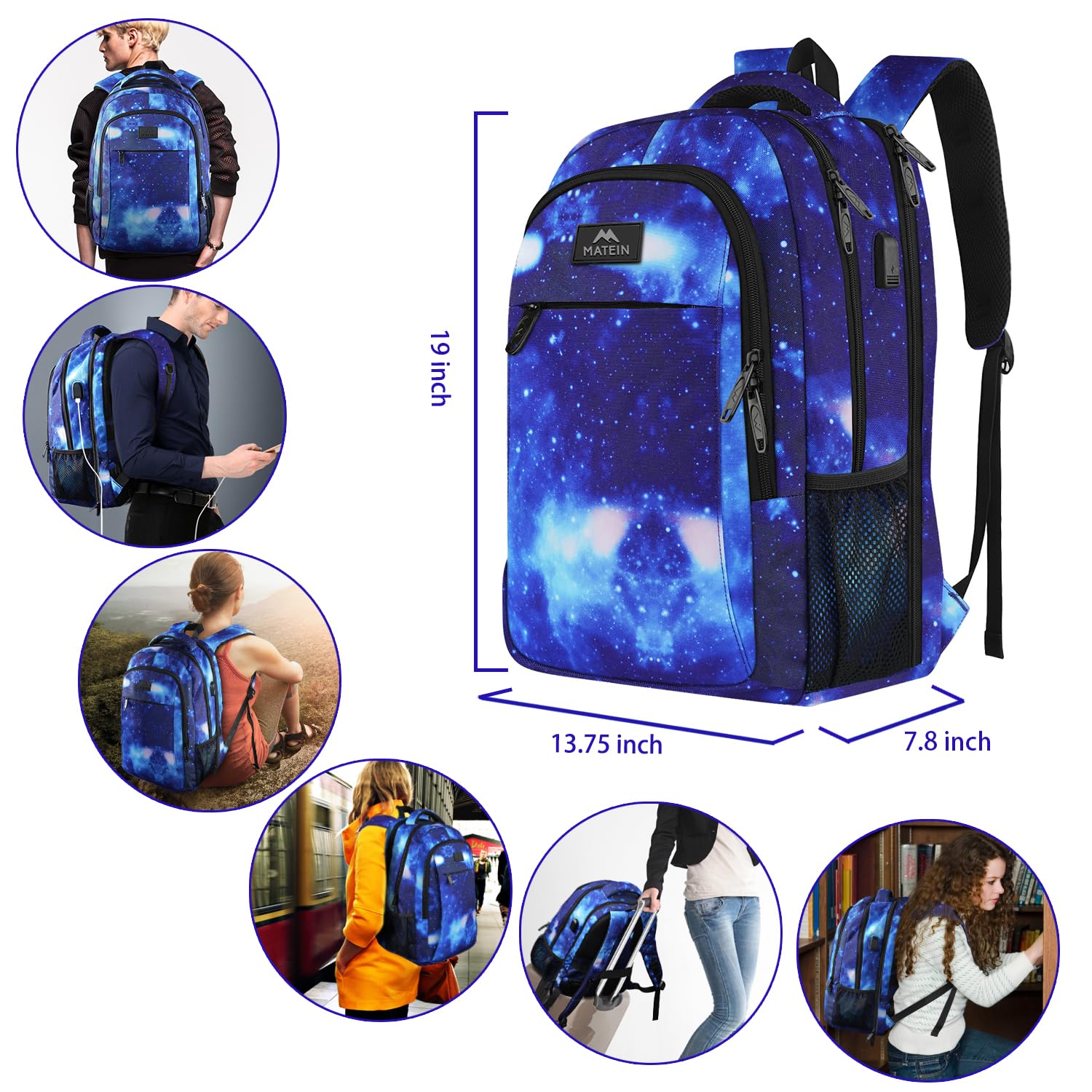 Foto 7 pulgar | Venta Internacional - Mochila De Viaje Matein Extra Grande, Apta Para La Tsa De 17 Pulgadas