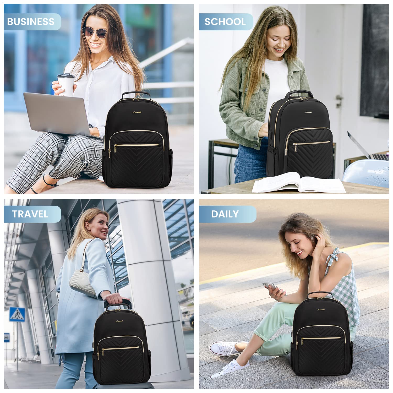 Foto 6 | Mochila Lovevook Negra para Laptop de 15.6"-Venta Internacional