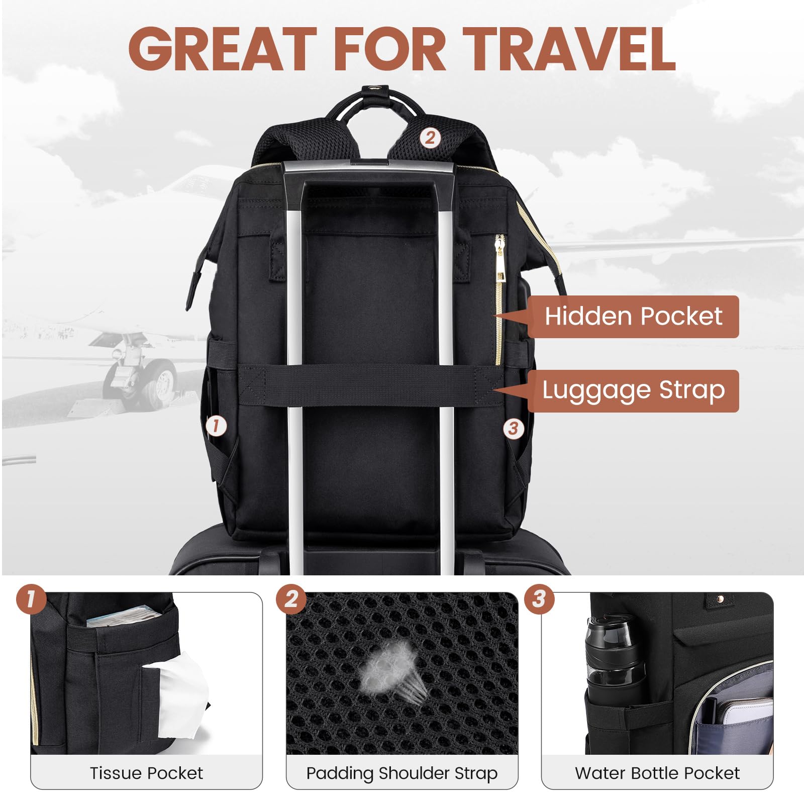 Foto 4 | Mochila Lovevook Negra para Laptop de 15.6"-Venta Internacional