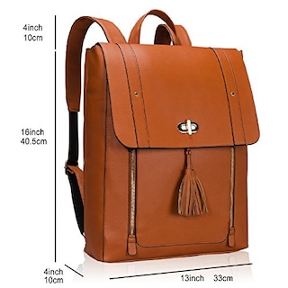 Foto 4 | Mochila Estarer de Piel PU para Mujer 15.6inch Laptop Vintage College School color Marrón - Venta Internacional