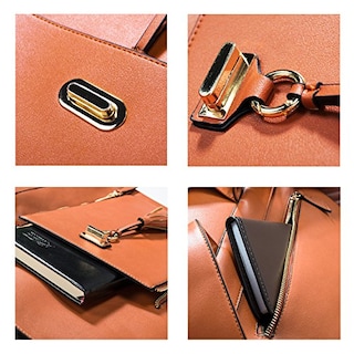 Foto 7 | Mochila Estarer de Piel PU para Mujer 15.6inch Laptop Vintage College School color Marrón - Venta Internacional