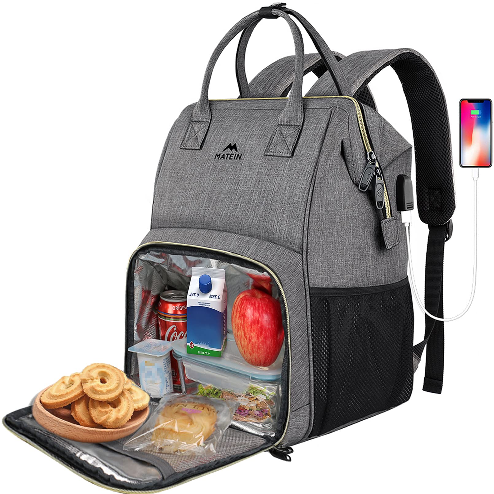 Foto 2 pulgar | Mochila De Almuerzo Matein Con Aislamiento Térmico Y Bolsa Para Portátil De 15.6 Pulgadas - Venta Internacional.