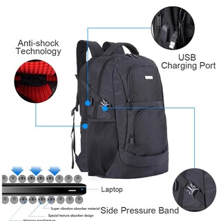 Foto 3 | Mochila Para Portátil Shengts Para Portátil De 18,4 Pulgadas Con Puerto Usb De 50 Litros - Venta Internacional.