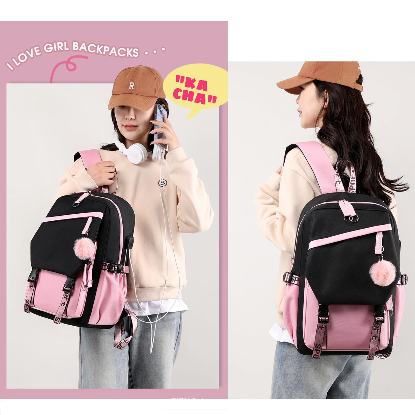 Foto 2 | Mochila para Portátil Dibujos Animados de Ánime con Puerto de Carga Usb - Venta Internacional