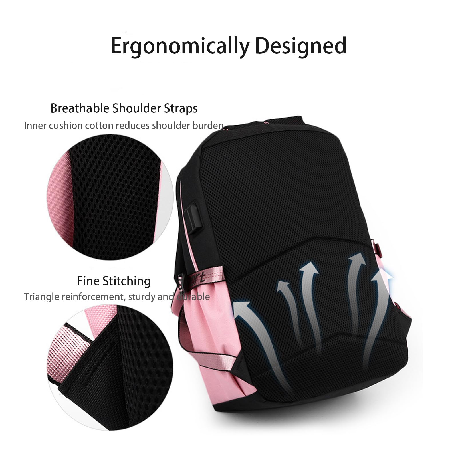 Foto 7 pulgar | Mochila para Portátil Dibujos Animados de Ánime con Puerto de Carga Usb - Venta Internacional