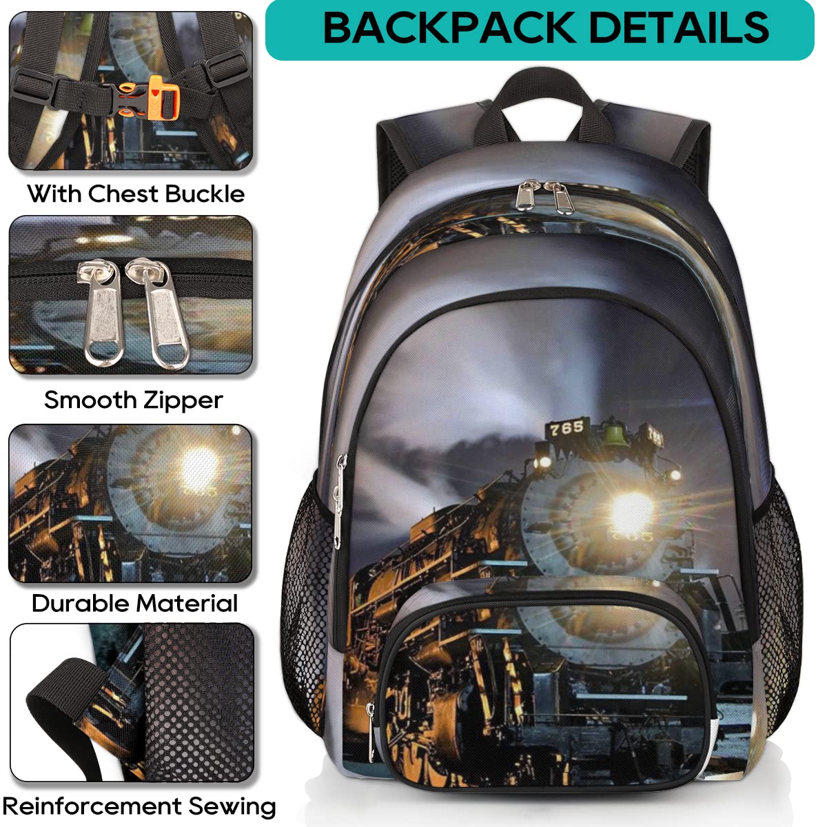 Foto 7 pulgar | Mochila Pardick Diseño de Tren Portátil para Niños y Niñas - Venta Internacional