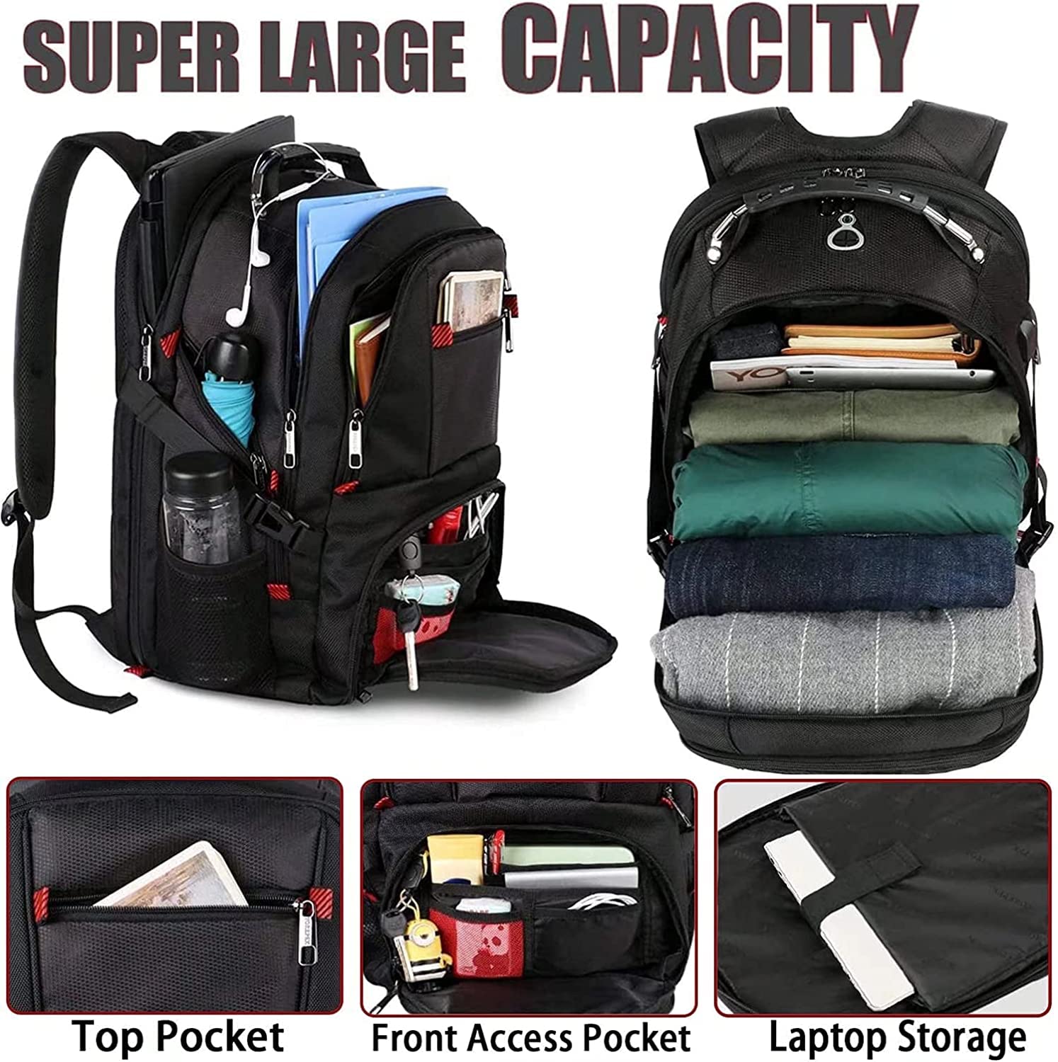 Foto 3 pulgar | Mochila Yorepek Travel 50l Con Puerto De Carga Usb Para Portátil De 17 Pulgadas - Venta Internacional