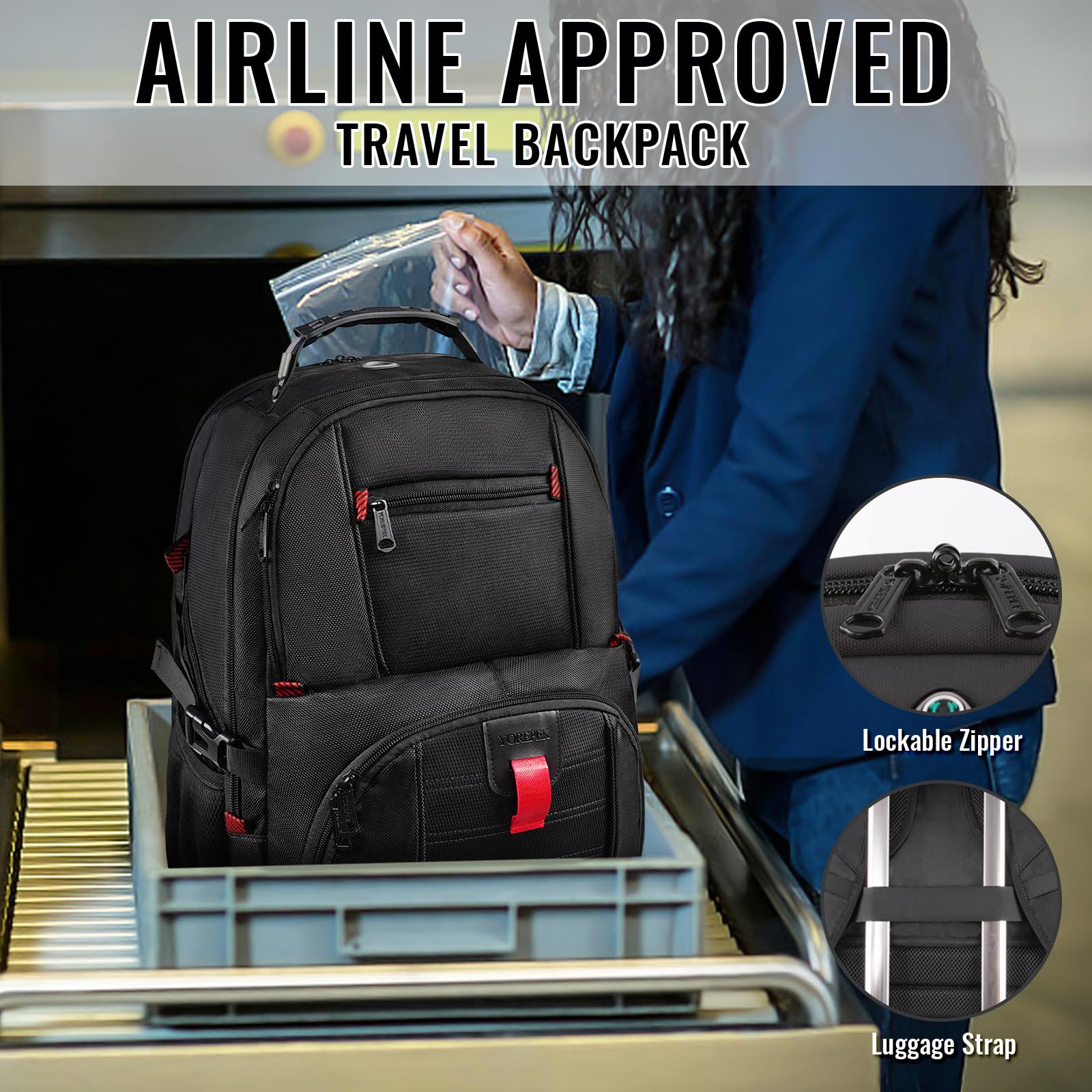 Foto 6 pulgar | Mochila Yorepek Travel 50l Con Puerto De Carga Usb Para Portátil De 17 Pulgadas - Venta Internacional