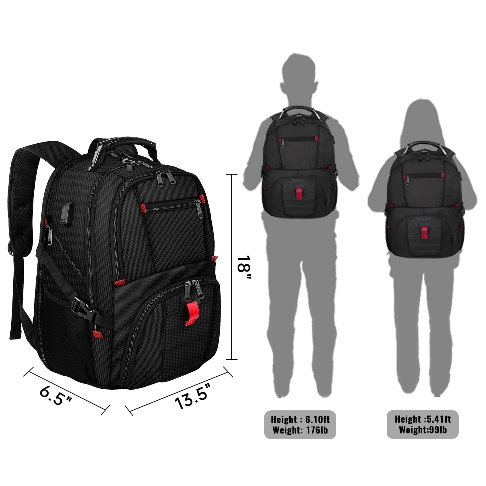 Foto 8 pulgar | Mochila Yorepek Travel 50l Con Puerto De Carga Usb Para Portátil De 17 Pulgadas - Venta Internacional