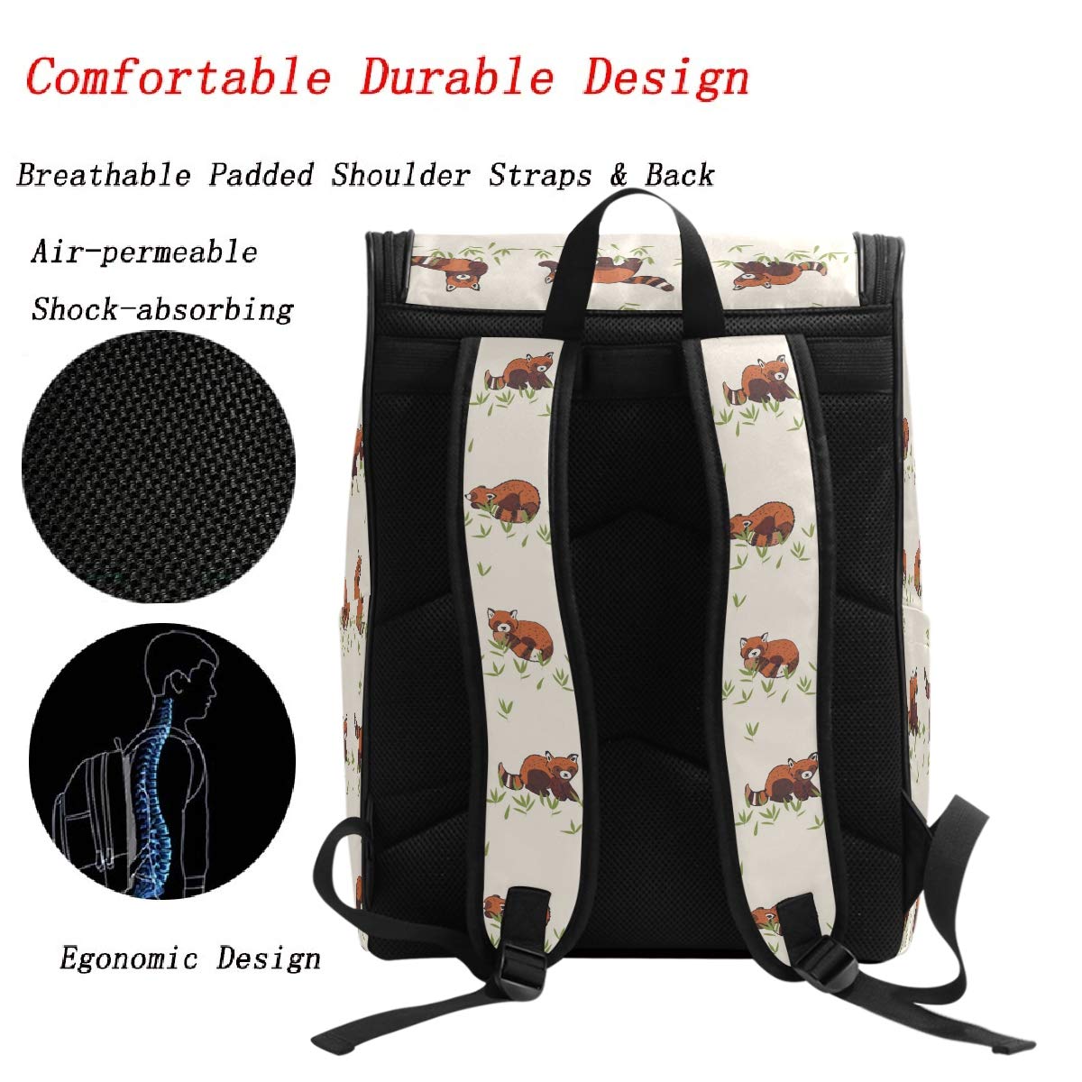 Foto 4 pulgar | Mochila Naanle Cute Red Cartoon Panda Grass Impermeable 40 l - Venta Internacional