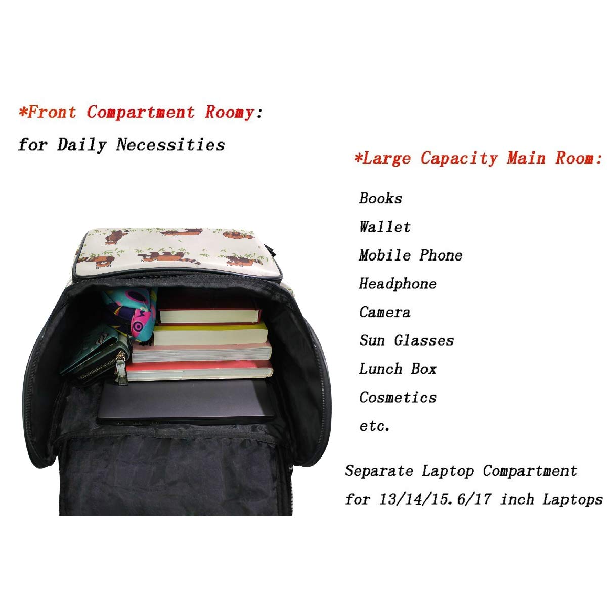 Foto 6 pulgar | Mochila Naanle Cute Red Cartoon Panda Grass Impermeable 40 l - Venta Internacional