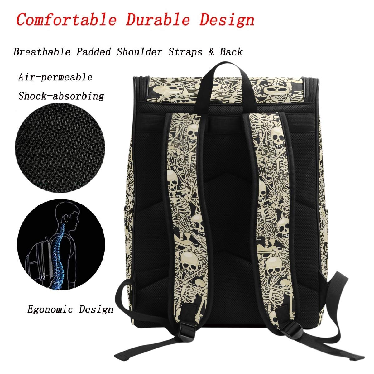 Foto 6 pulgar | Mochila Naanle Cool Skull Skeleton Pattern 40 l Impermeable - Venta Internacional