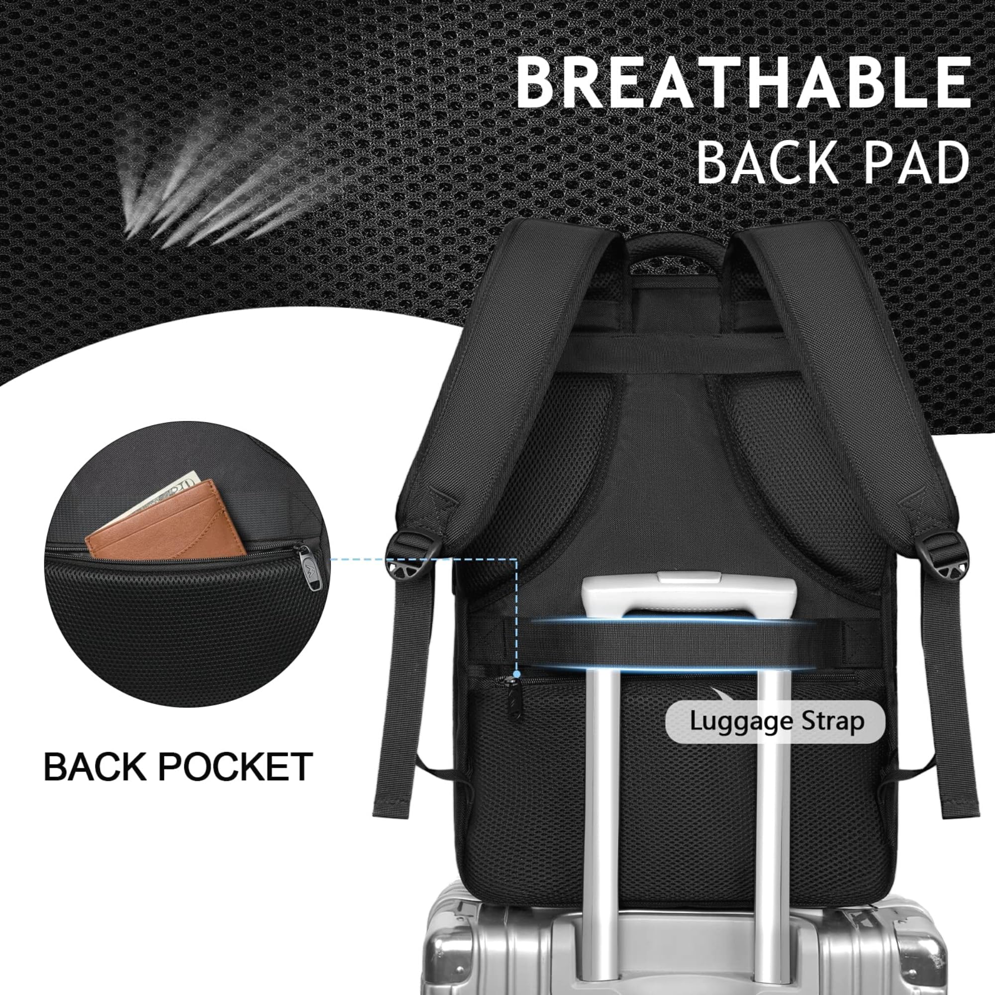 Foto 6 pulgar | Mochila Matein Carry On de 40 Litros con Puerto USB para Portátil de 17'' - Venta Internacional