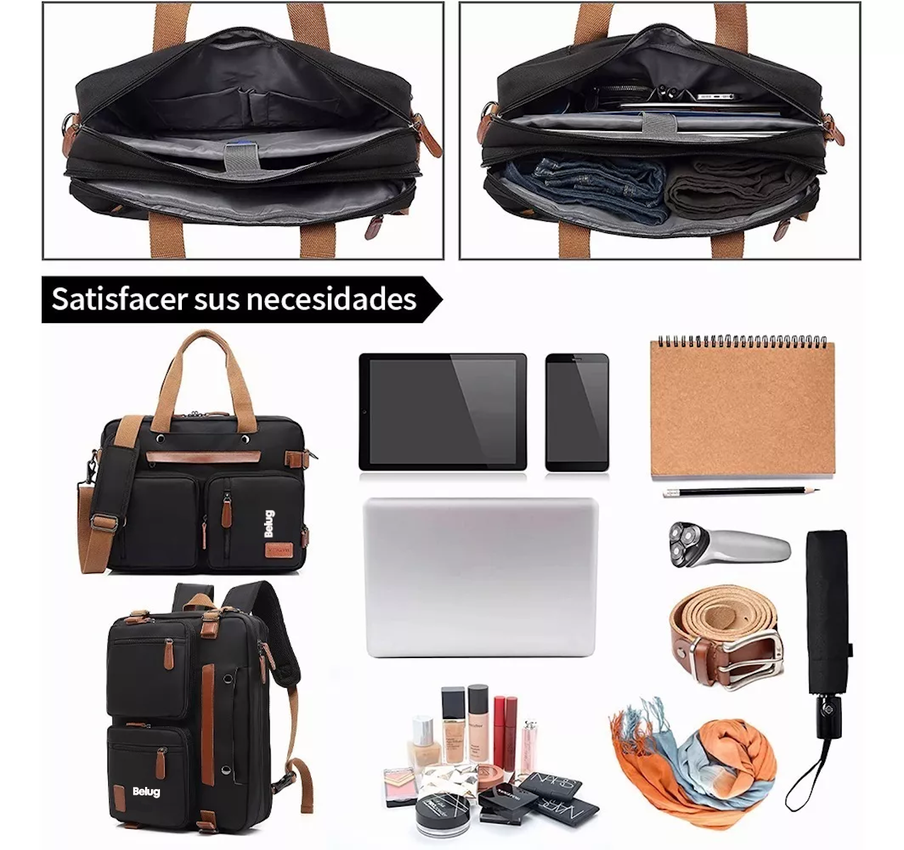Foto 3 pulgar | Bolso Mensajero 3 en 1 para Laptop de 17.3" Impermeable en Negro