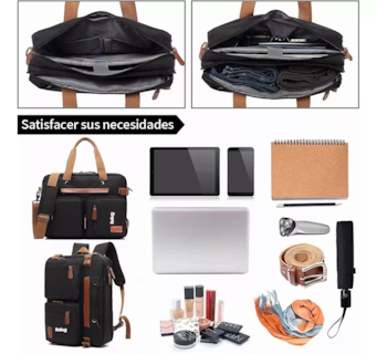 Foto 2 | Bolso Mensajero 3 en 1 para Laptop de 17.3" Impermeable en Negro