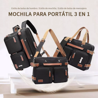 Foto 3 | Bolso Mensajero 3 en 1 para Laptop de 17.3" Impermeable en Negro