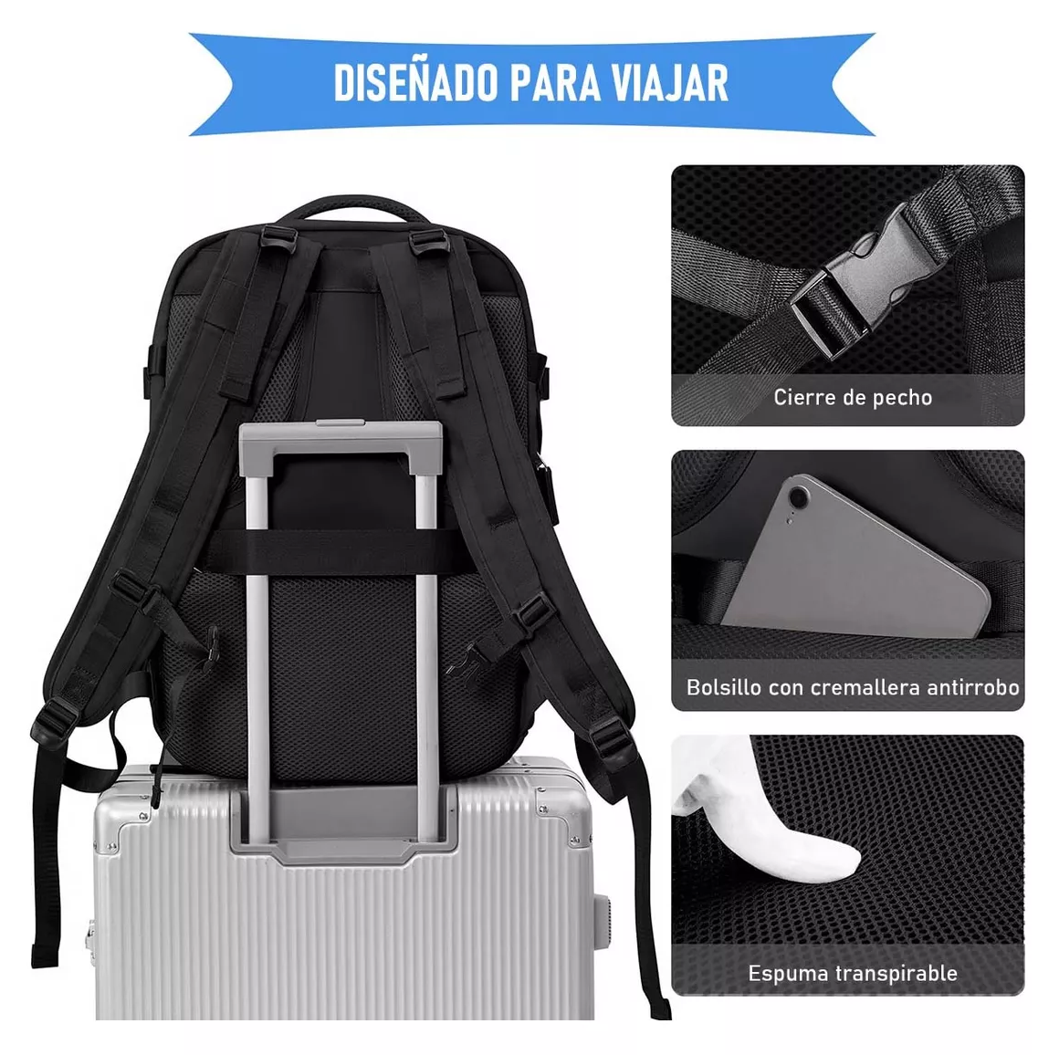 Foto 6 pulgar | Mochila para Portátil Escolar/de Viaje de Gran Capacidad 35l