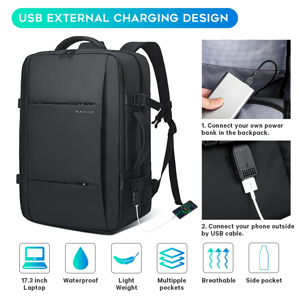 Foto 4 pulgar | Mochila de Viaje Bange Negra para Portátil de 17'' - Venta Internacional